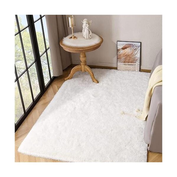 Kimicole Alfombra de área blanca crema para dormitorio_6