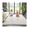 Kimicole Alfombra de área blanca crema para dormitorio_1