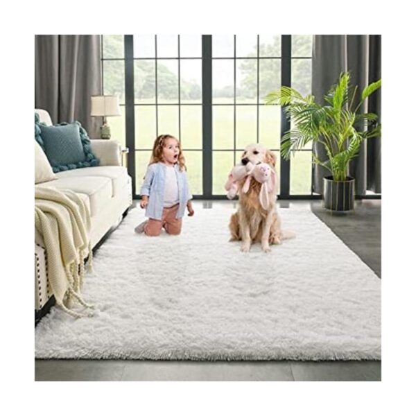 Kimicole Alfombra de área blanca crema para dormitorio_1