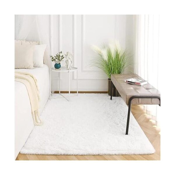 Kimicole Alfombra de área blanca crema para dormitorio_4