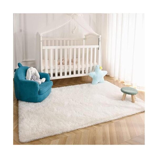 Kimicole Alfombra de área blanca crema para dormitorio_3