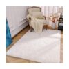 Kimicole Alfombra de área blanca crema para dormitorio_5