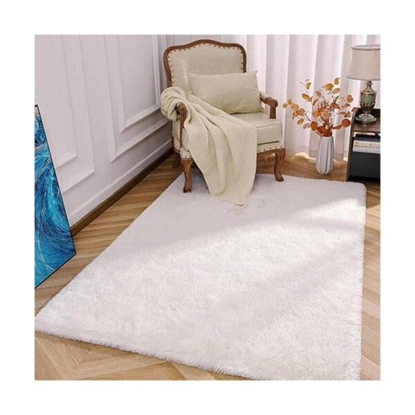 Kimicole Alfombra de área blanca crema para dormitorio_5