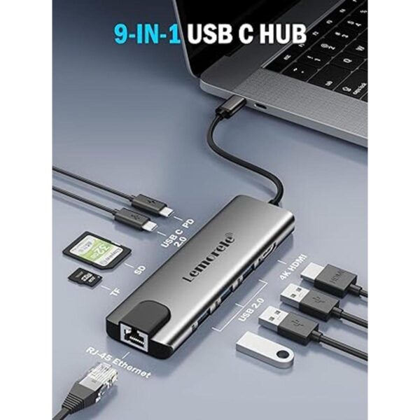Lemorele Concentrador USB C 9 en 1 adaptador multipuerto_2