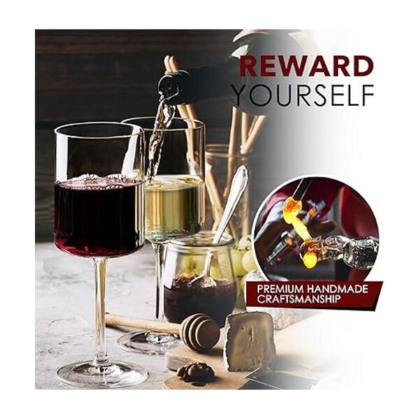 Chouggo Juego de 6 copas de vino cuadradas de cristal_2