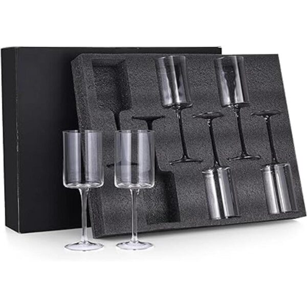 Chouggo Juego de 6 copas de vino cuadradas de cristal_6