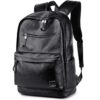 Mochila de cuero negro para computadora portátil para