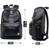 Mochila de cuero negro para computadora portátil para