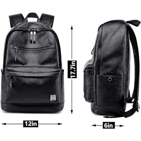 Mochila de cuero negro para computadora portátil para