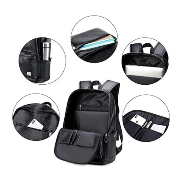 Mochila de cuero negro para computadora portátil para
