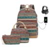 Mochila bohemia impermeable para laptop con puerto de