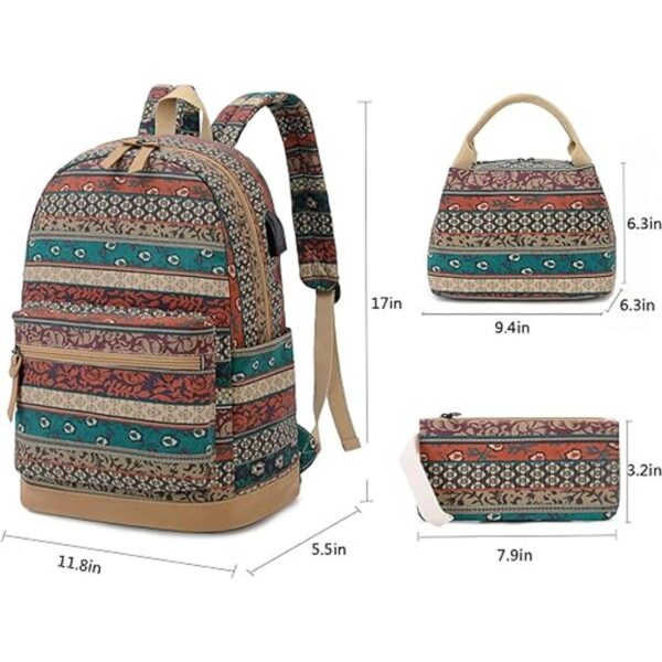 Mochila bohemia impermeable para laptop con puerto de