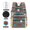 Mochila bohemia impermeable para laptop con puerto de