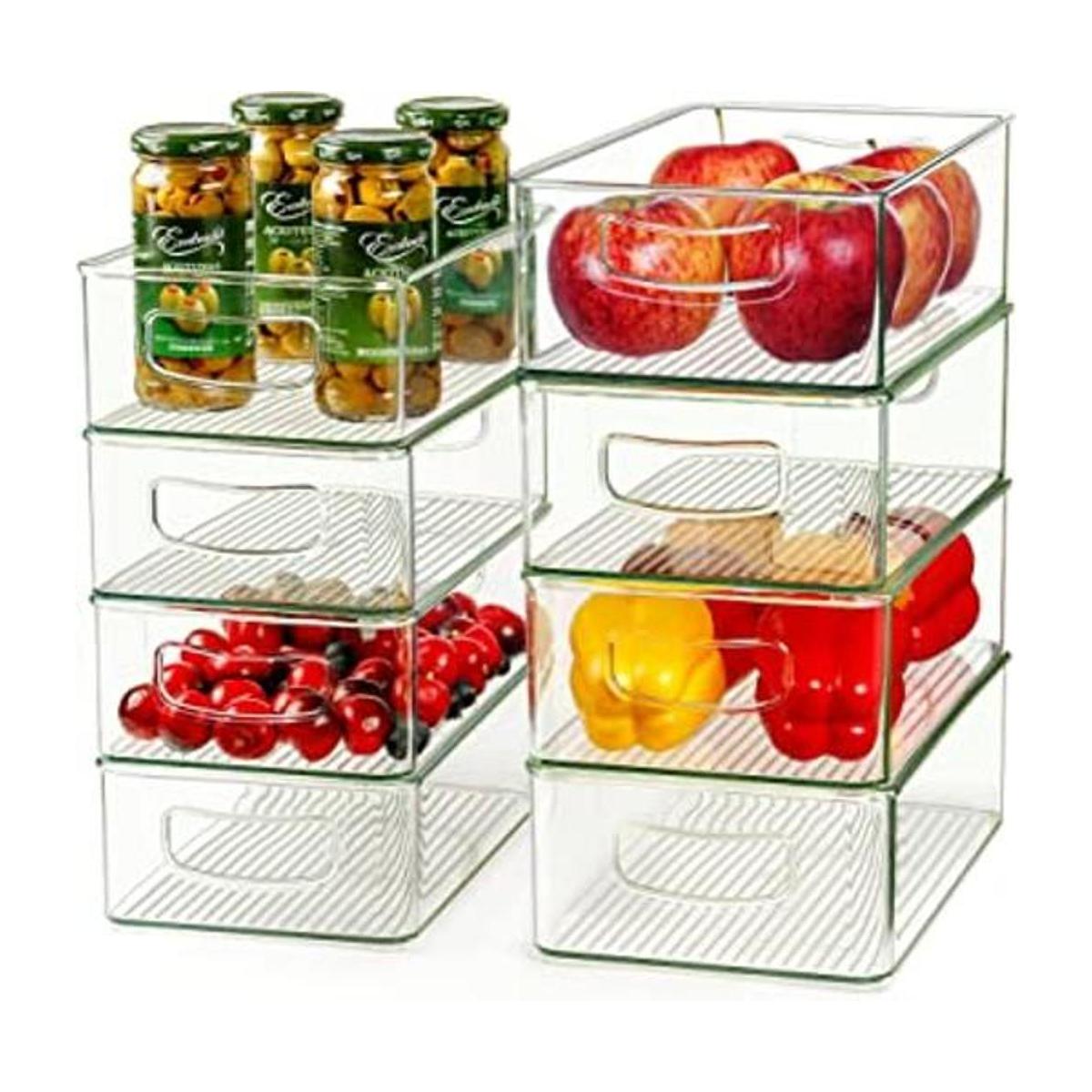 Juego de 8 cubos organizadores de refrigerador 4 grandes