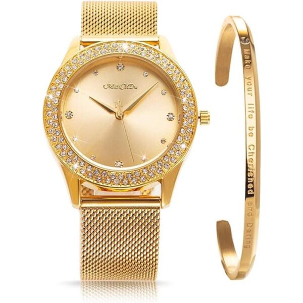 ManChDa Reloj de pulsera para mujer con malla de acero_1