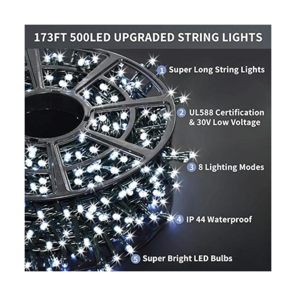 JMEXSUSS 500 luces LED blancas de Navidad para exteriores_2