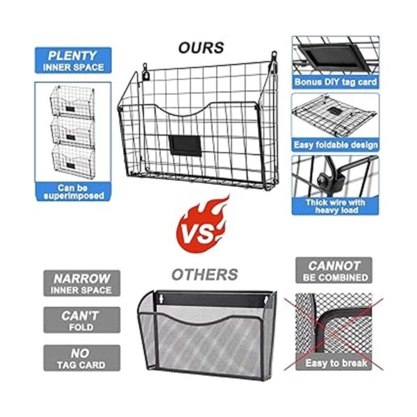 Estante colgante para archivos de pared con ganchos de