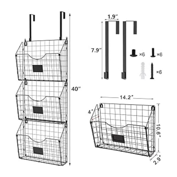 Estante colgante para archivos de pared con ganchos de