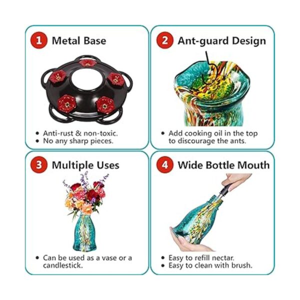 LUJII Comederos para colibríes para exteriores con_5