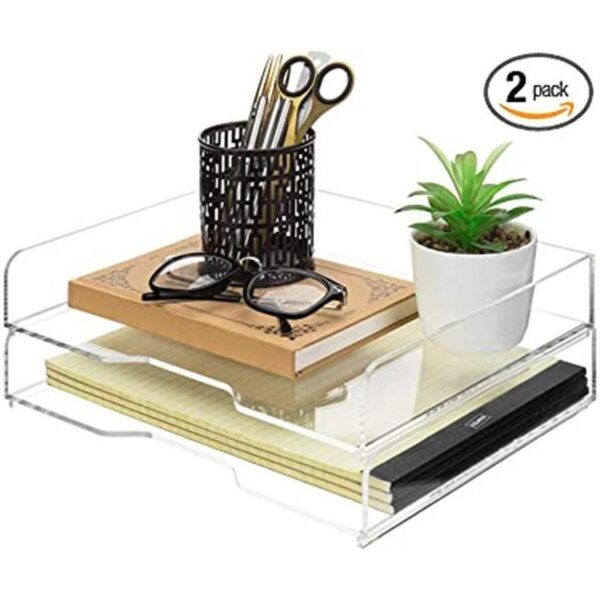 MyGift Bandeja de papel de escritorio apilable acrílico