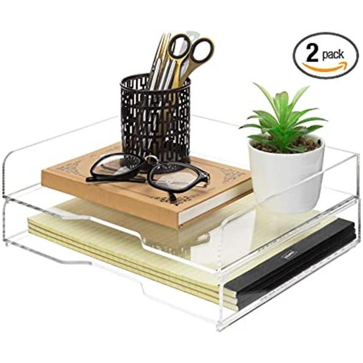 MyGift Bandeja de papel de escritorio apilable acrílico