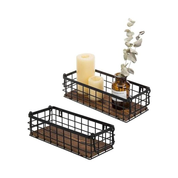 MyGift Juego de 2 cestas decorativas pequeñas de alambre