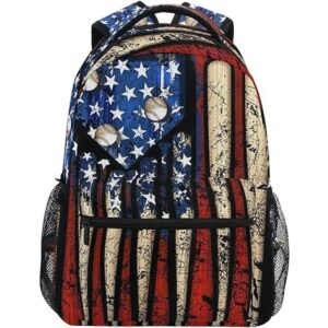 Mochila patriótica con estampado de béisbol de Estados