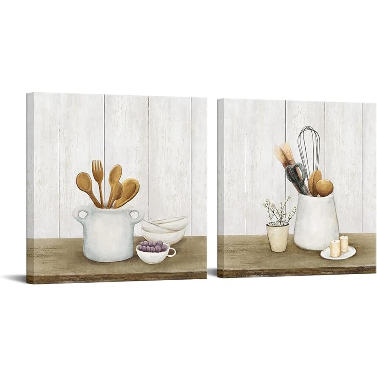 DuoBaorom Juego de 2 piezas de cocina arte de pared