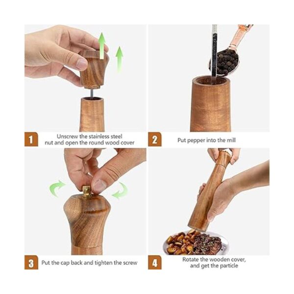 Juego de molinillo de madera de sal y pimienta molinillos