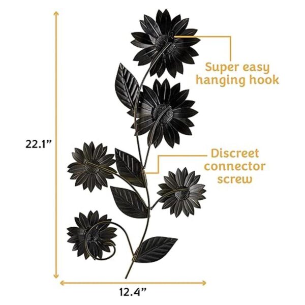Decoración de pared de girasol de metal de 25 pulgadas_3