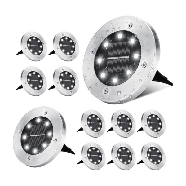 ODEETRONIC Luces solares de tierra paquete de 12 8 luces_1