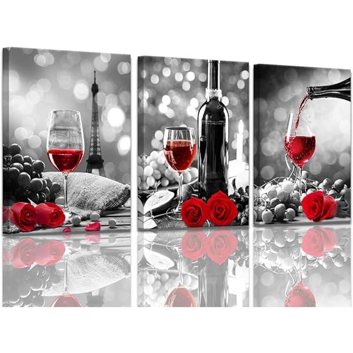 Decoración de vino para cocina arte en lienzo de vino