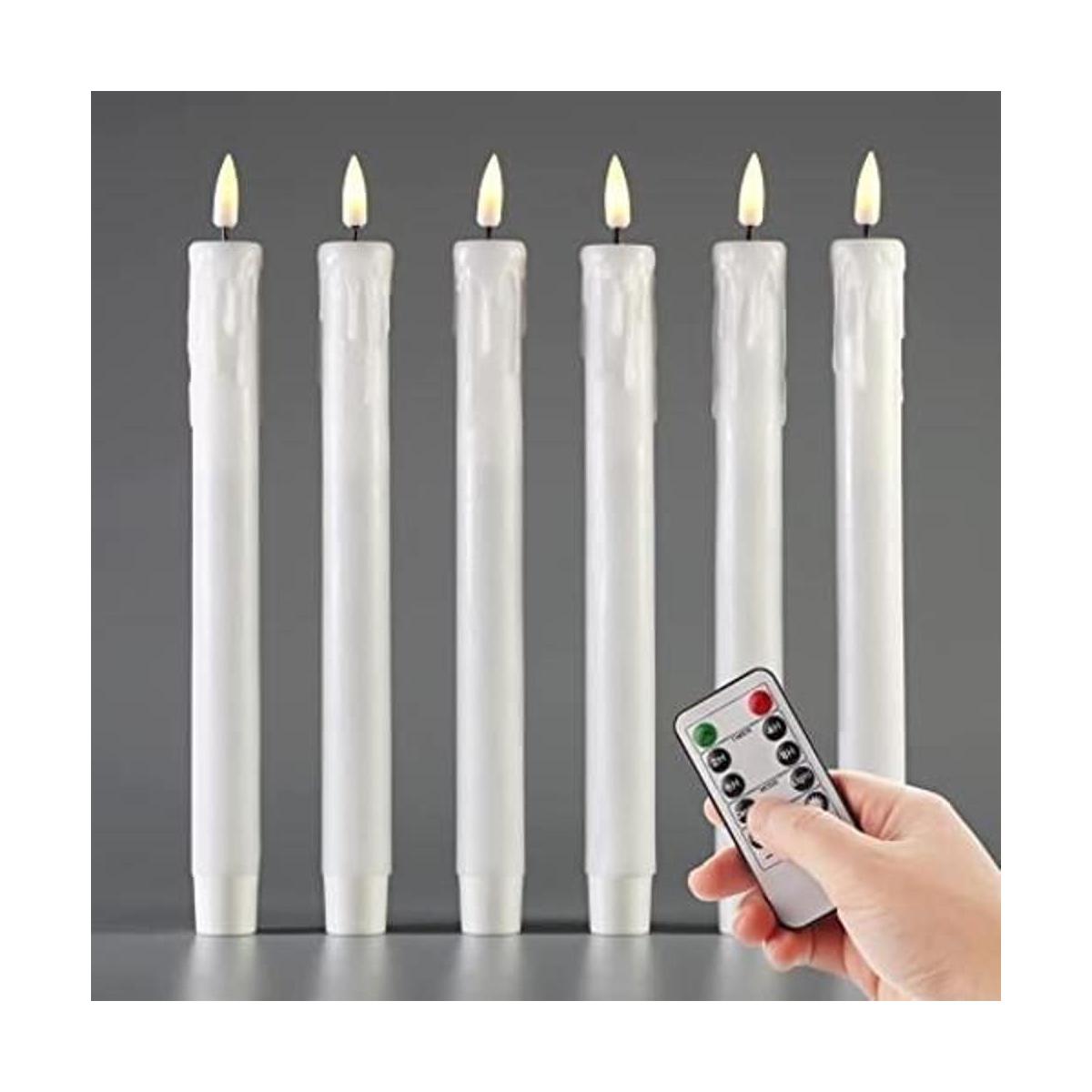 Eywamage Velas cónicas sin llama derretidas blancas con