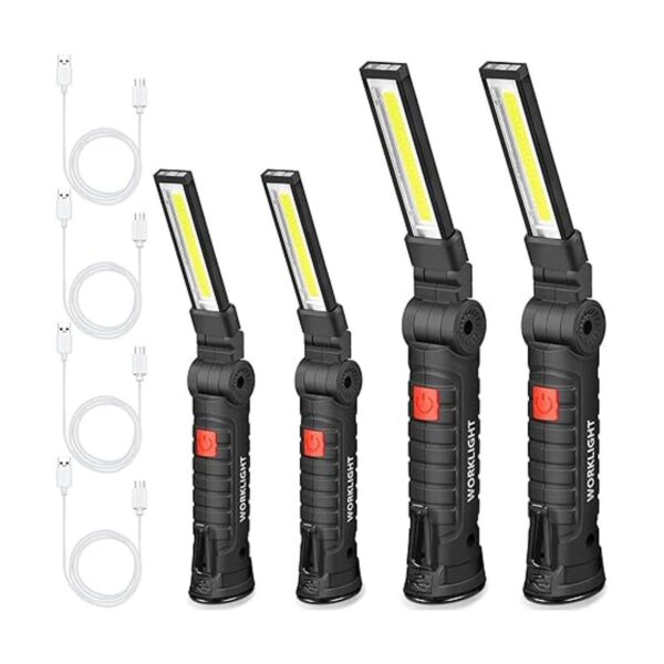 4 luces LED de trabajo COB recargables con base magnética