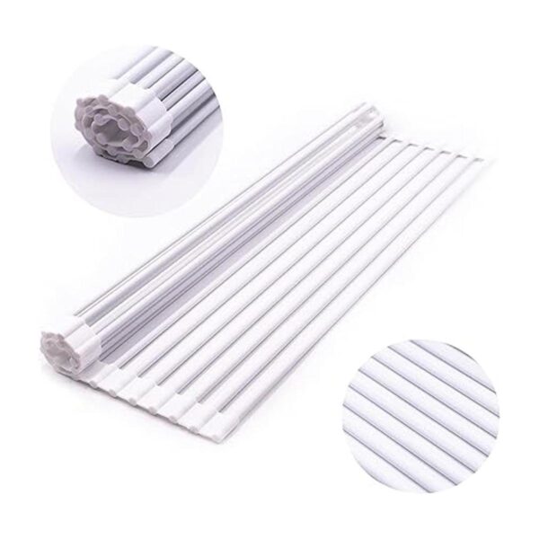 Estante de secado de platos multiusos enrollable con_1