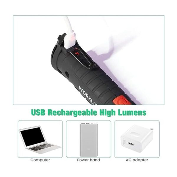 4 luces LED de trabajo COB recargables con base magnética