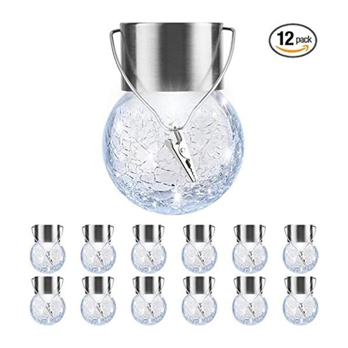 PARTPHONER Paquete de 12 luces solares colgantes para