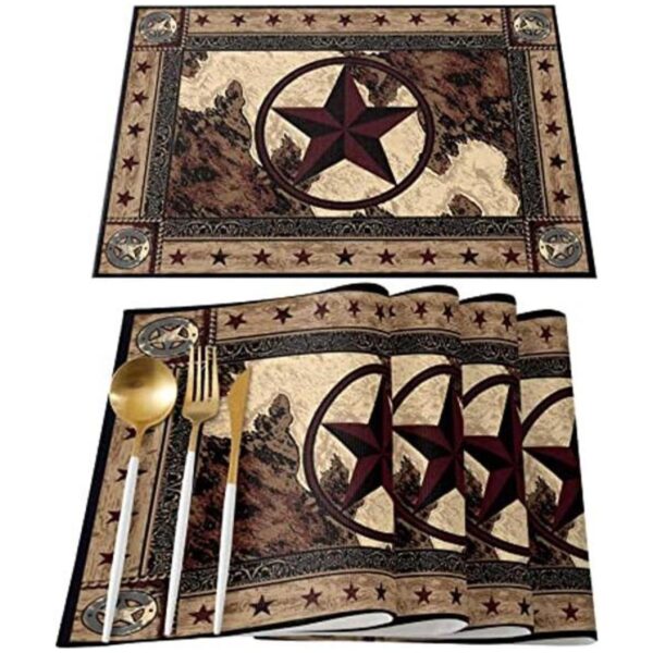 MACONAA Western Texas Star Juego de 6 manteles_1
