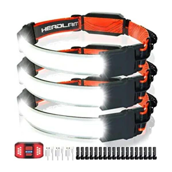PSDRIQQ Linterna frontal recargable paquete de 3 faros_1