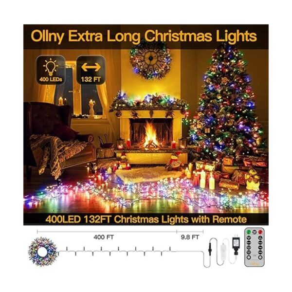 Ollny Tira de luces de Navidad para exteriores 400 luces_2