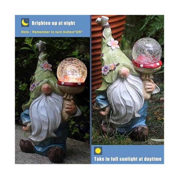 Garden Gnomes Statues Outdoor Decor with Solar Lights