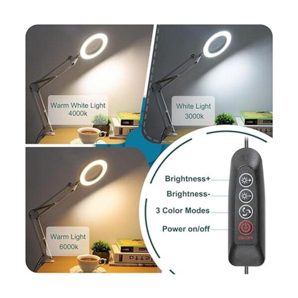 Krstlv Lupa de 8 veces con luz lámpara de escritorio y
