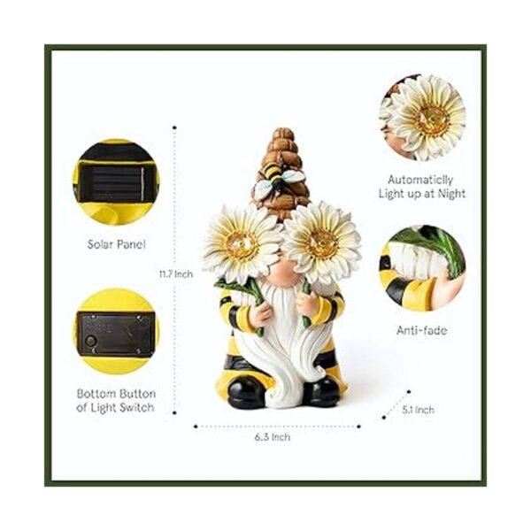 Estatua de gnomo de jardín figura de gnomo de abeja de
