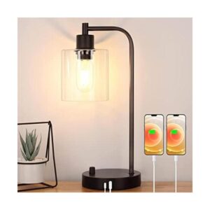 Lámpara de mesa industrial con puertos de carga USB AC_1