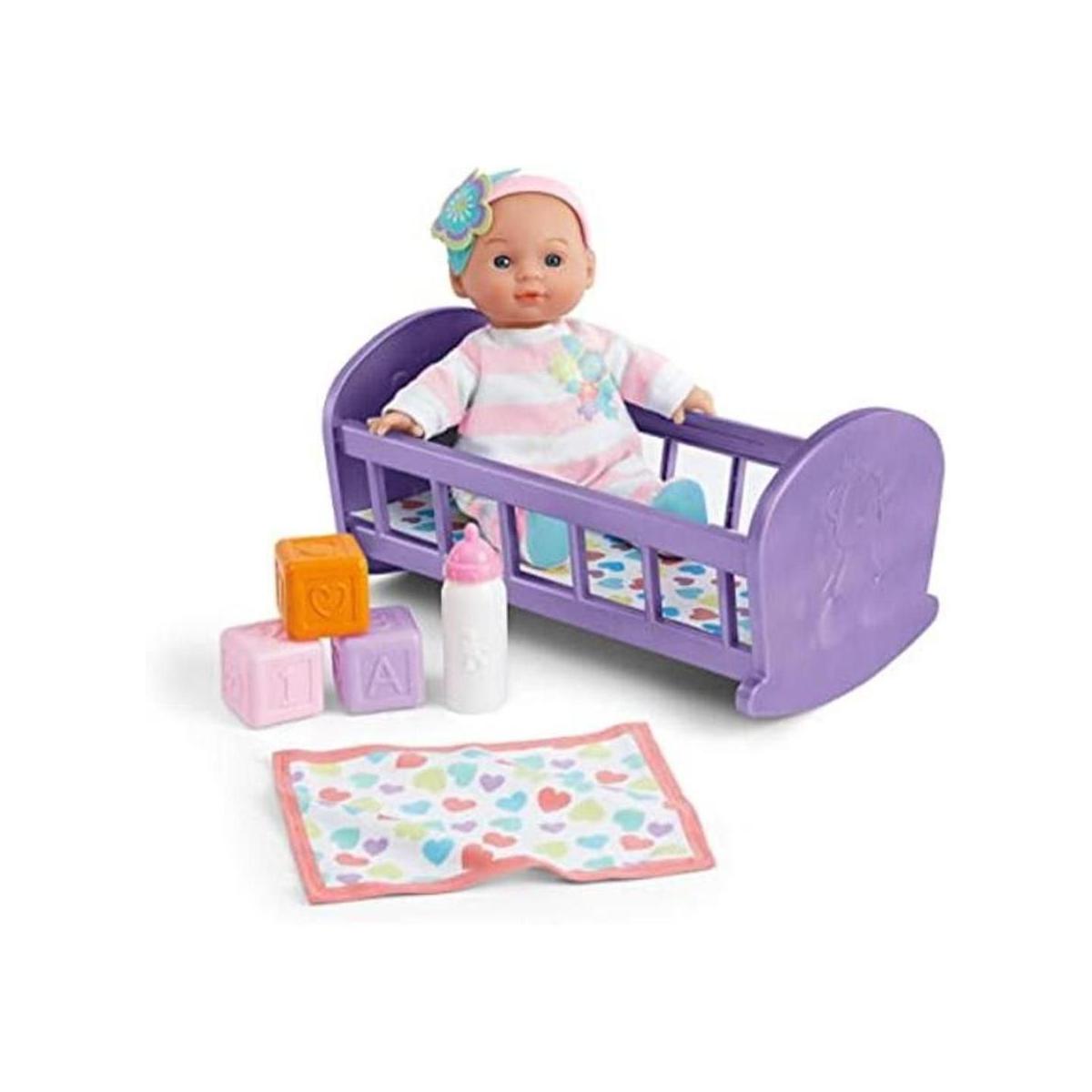 Kidoozie Lullaby Baby Playset Muñeca suave y cuna para