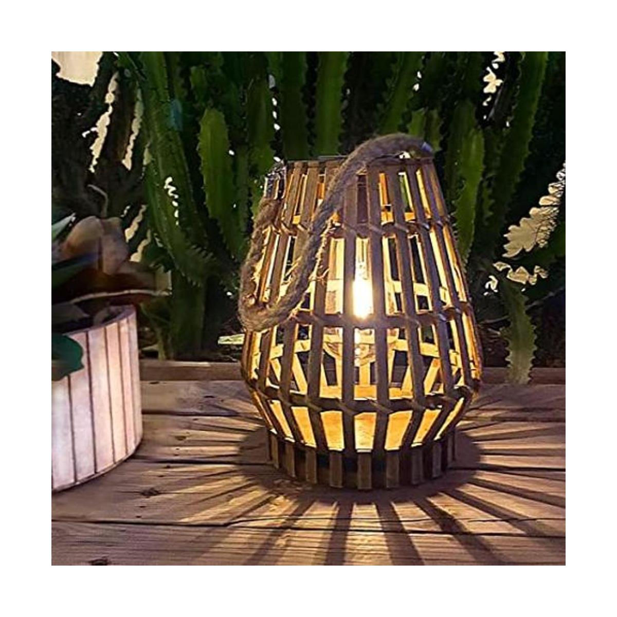 Farol solar para exteriores lámparas de bambú para patio