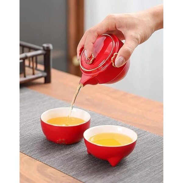 Juego de tazas de té de cerámica portátil juego de tetera_4