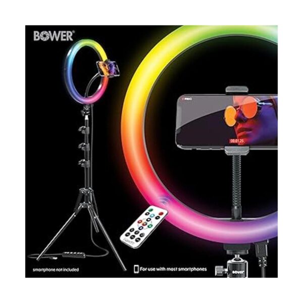 Kit de luz de anillo blancoRGB de 12 pulgadas con trípode_4