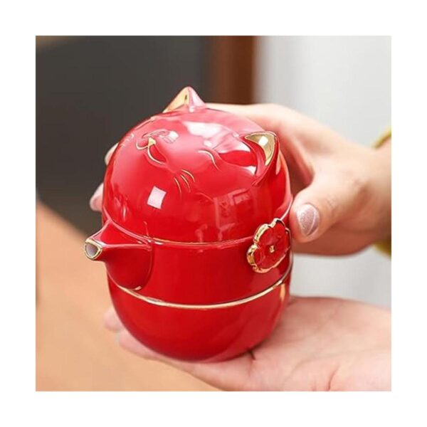 Juego de tazas de té de cerámica portátil juego de tetera_3