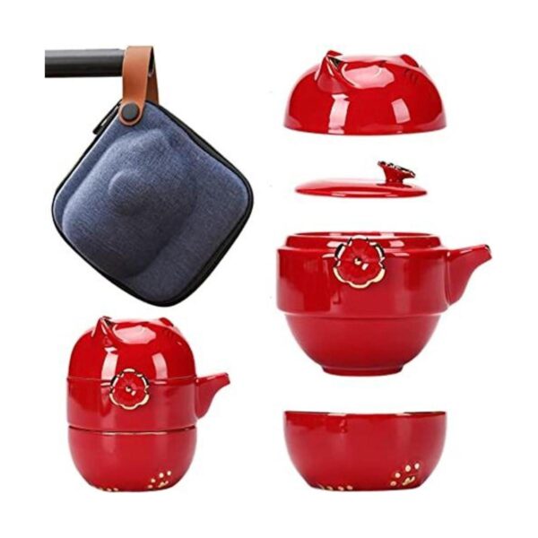 Juego de tazas de té de cerámica portátil juego de tetera_1